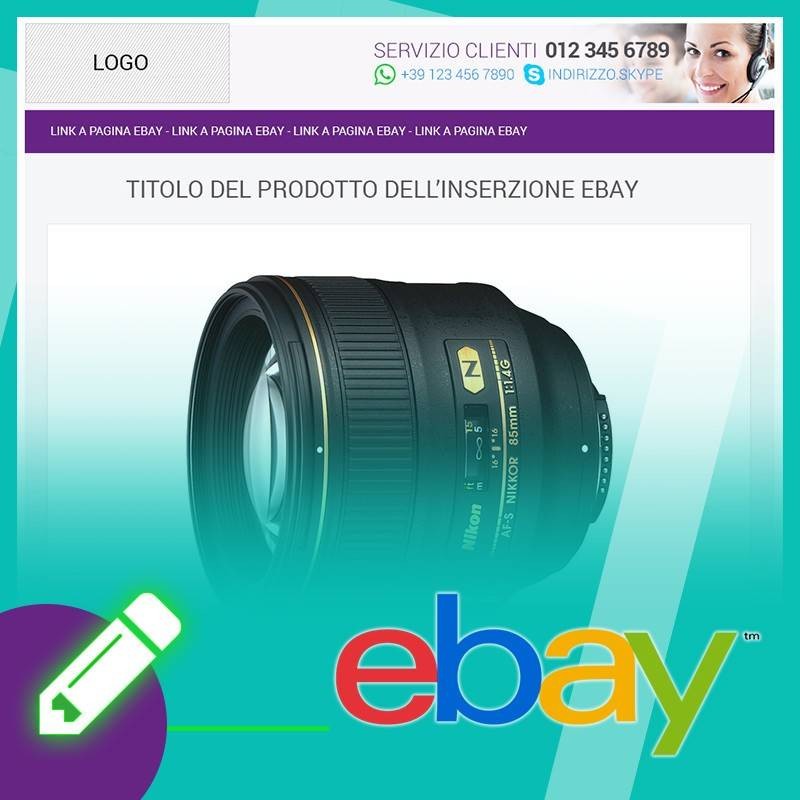 Template inserzione eBay Flat Blue Template inserzione eBay Flat Blue